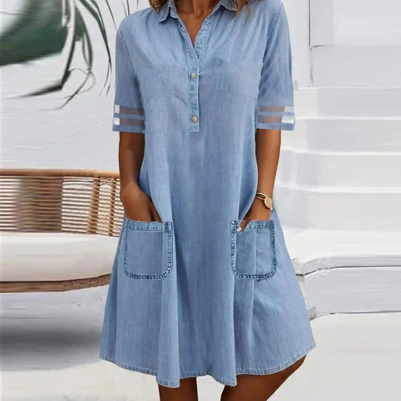 JILL | Denim Jurk Met Zijzakken